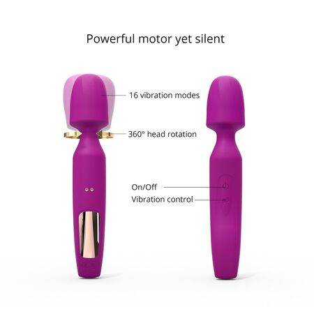 Лиловый вибратор с 2 сменными насадками R-Evolution Wand Vibrator with 2 Attachments